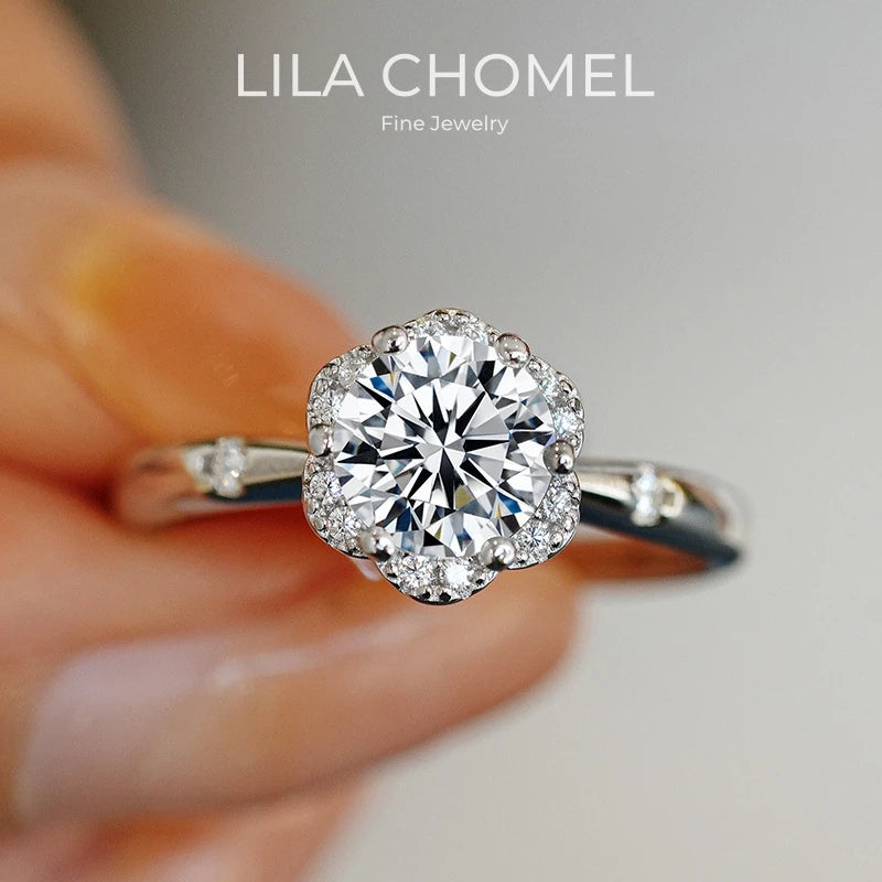 Girlfriend Valentine's Day 18K White Gold Women Wedding Band 1CT Moissanite Diamond Daughter Birthday Gift PT950 Platinum Rings