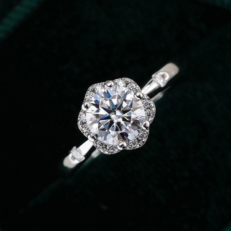 Girlfriend Valentine's Day 18K White Gold Women Wedding Band 1CT Moissanite Diamond Daughter Birthday Gift PT950 Platinum Rings